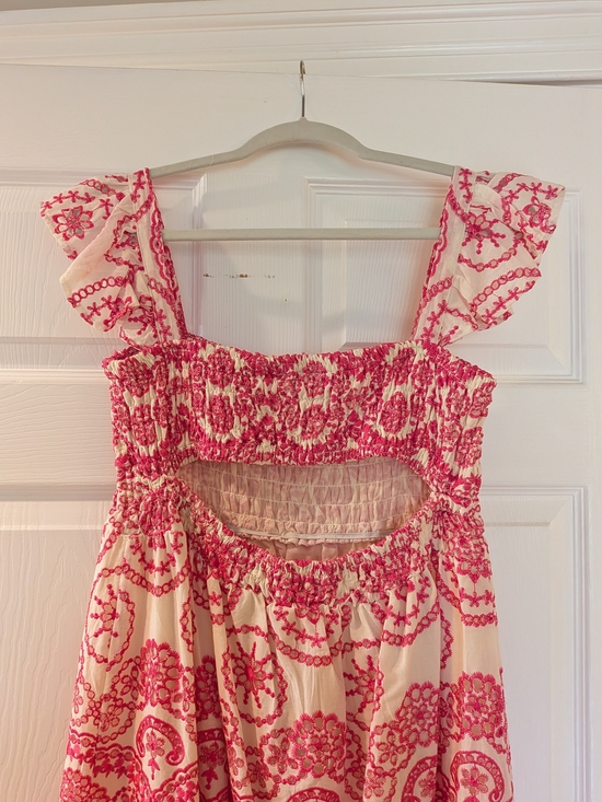 Sunday Up Cream and Pink Smocked Sundress with Ruffle Straps - Picture 3 of 5